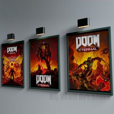 Doom Eternalแรงบันดาลใจโปสเตอร์สุนทรียศาสตร์เกมภาพวาดผ้าใบWall Artเด็กวิดีโอเกมตกแต่งห้องHome HDภาพ