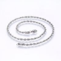 สร้อยคอสแตนเลส 304 Rope Chain 2.3mm ยาว 17.7 inch(45cm) พร้อมก้ามปูสแตนเลส 1 เส้น