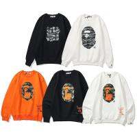 ♚Fape BAPE อินเทรนด์แบรนด์ฉลามห้าแถบแบบร่วมเสื้อกีฬากำมะหยี่พลัสสำหรับชายและหญิงโมเดลหัววานรแจ็กเกตสวมศีรษะคอกลม