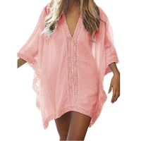 ❅┇ New Summer Women Cover Up Sexy Beach Cover Ups Swimsuit Bikini Chiffon Short Dress Gold Beach thing Suit tunic Swimwear