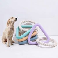 TPR rubber pet toys Triangle Pull ring toy cotton rope chew resistant dog toy Pet interactive tug of war toys Toys