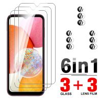 เคส6in 1ฟิล์มกันรอยกันกระแทกสำหรับ Samsung Galaxy A14 4G 5G ตัวปกป้องกล้องถ่ายรูปสำหรับ Samsung A54 A 14 24 54 34 A34 A24 5G แก้วป้องกัน