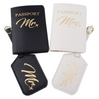 4ชิ้น Mr Mrs Passport Cover พร้อมแท็กกระเป๋าผู้ถือกรณีออแกไนเซอร์บัตรประชาชนตัวป้องกันการเดินทางออแกไนเซอร์