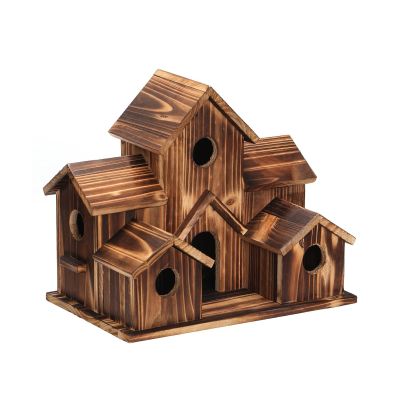 บ้านนกไม้ป้อน6หลุมบ้านนกไม้แขวนรังนอนสำหรับในร่มกลางแจ้งนกตกแต่งสวน