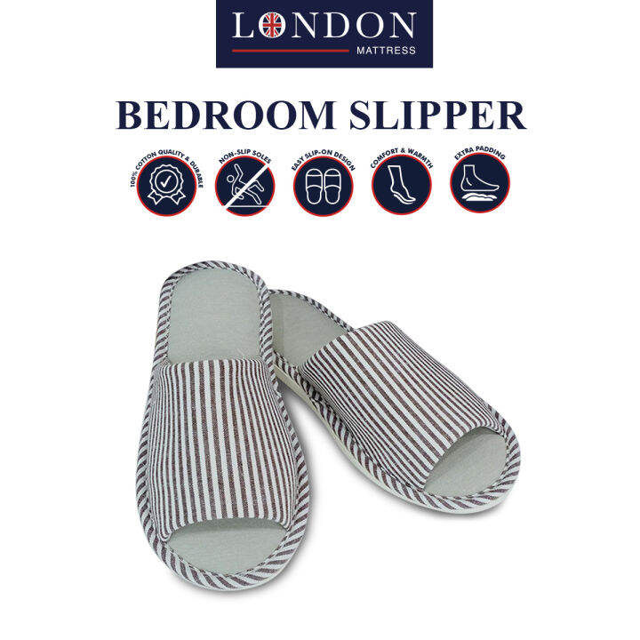 100 Cotton Quality Bedroom Slipper (Grey Color) Lazada