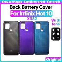 กระจกฝาหลังปิดโทรศัพท์ด้านหลังสำหรับ Infinix 10X682ตัวเรือนด้านหลังร้อนกระจกเลนส์กล้องถ่ายรูปฝาหลังประตูกระจก