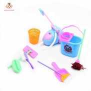 welcomehome 9pcs Girls Doll Pretend Play Toys Mop Broom Cleaning Tools