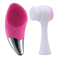 ☄✙☸ 2PC/set Double Side Silicone Facial Cleansing Machine Brush Beauty Eye Massager Portable Soft Fiber Face Massage Skin Care Tool