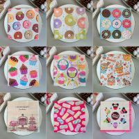 20Pcs/8Pcs Cute Colorful Donuts Cupcake Table Decoupage Paper Napkins Dessert Napkin Paper Tissues for Kids Birthday Party Decor