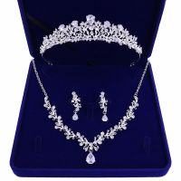 【hot】❁  Itacazzo Bridal Headwear Set Necklace Earrings Four Piece Fashion Tiaras Suitable for Womens Wedding and Birthday Parties