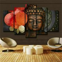 Buddha Meditation Statue Zen 5 Panel Canvas Wall Art Home Decor Print Modular Poster Framed