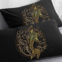 Customize Pillowcase 50x707580 70x70,3D HD Black 2PCS Pillow Case, Decorative Pillow Cover Golden carp,Bedding Drop Shipping