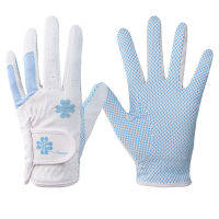 1 Pair of Gloves Women Golf Gloves Outdoor Sports Ladies PU Leather Silicone Anti-Slip Particles Left and Right Hand Breathable Gloves