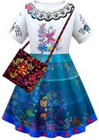 Girls Encanto Mirabel Costume Dress Madrigal Princess Halloween Dress Up Fancy Paty Vestidos Includes One Bag 3-9 years
