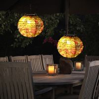 1pc Solar Lamp Chinese Nylon Lantern LED Hanging Ball Lamp Garden Festival Decor