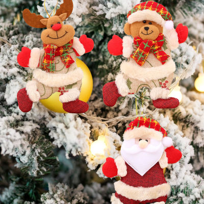 ChicSoleil เครื่องประดับตุ๊กตาคริสต์มาส6ชิ้นซานต้ามนุษย์หิมะกวางตุ๊กตาหิมะวันคริสต์มาสห้อยของขวัญคริสต์มาส