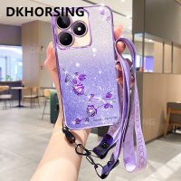 DKHORSING 2023 Realme เคสโทรศัพท์กากเพชรหรูหรา C53 C51 C55 C33 NFC C30 C30S C35 C31 C25Y ไล่ระดับสี C21Y ปลอกอ่อนกุหลาบนิรันดร์ Realmec51เคสกันกระแทกซิลิโคน Realmec53 NFC พร้อมสายคาดที่คล้อง