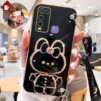 เคส Y36 Y31สำหรับ VIVO Y51 Y51A Y50 Y30 Y30i Y71 Y75 Y76 Y77 Y81แฟชั่นเคส Y83กระต่าย3D น่ารักแต่งหน้าแฟชั่นเคลือบเคสมือจับสำหรับโทรศัพท์มือถือซิลิโคนป้องกันการตกฝาหลังด้วยสายคล้องแบบคาดตัว