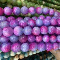 Free Shipping Natural Stone 6 8 10 12MM magenta purple White Colorful Jadee Loose Beads Pick Colors For Jewelry Making