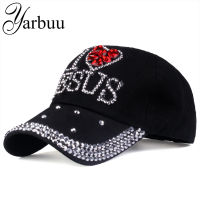 [YARBUU] Baseball caps 2017 fashion high quality hat For women JESUS letter adjustable cotton cap rhinestone Denim cap hat