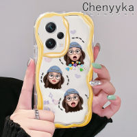 เคส Chenyyka สำหรับ Xiaomi Redmi Note 12 Pro Plus Note 12 Pro Speed 5G Poco X5 Pro 5G เคส TikTok Girl อีโมติคอนสีสันสดใสลายคลื่นเนื้อครีมขอบเคสโทรศัพท์โปร่งใสนิ่มกันกระแทกเคสใสซิลิโคน