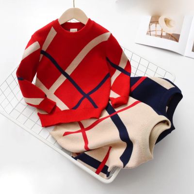 Boys Sweaters Double layer cotton Spring autumn Sweaters Children Knitting Sweaters Baby Girl striped Pullovers Kid Top Clothing
