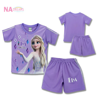 Disney ชุดเซตเด็ก ชุดเสื้อกางเกงสปอร์ต ชุดเด็กผู้หญิง ลายการ์ตูน Frozen โฟรเซ่น จาก NADreams สีม่วง