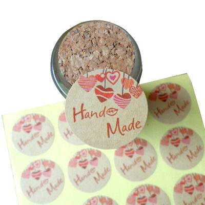 120pcs/lot  Hand Made love  Star Pink Round Self-adhesive sealing  Label Stickers Gift Bag Candy Box Decorate Stickers Labels