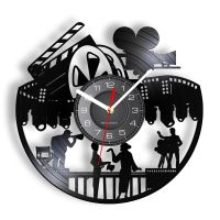 Hot sell Cinema Theater Wall Art Home Decor Wall Clock Acting Actor Movie Production Film Lovers Gift Retro Old Vinyl Record Wall Clock