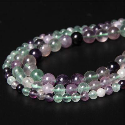 Natural Fluorite Beads Purple Round Stone Loose Beads 4 6 8 10 12MM Pick Size for Jewelry Making Bracelet Necklaces Accessries