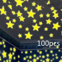 ZZOOI 100pcs Glow In The Dark Stars Luminous Plastic Wall Stickers Decal for Kids Baby Room Glowing Sticker for House Home Decorations