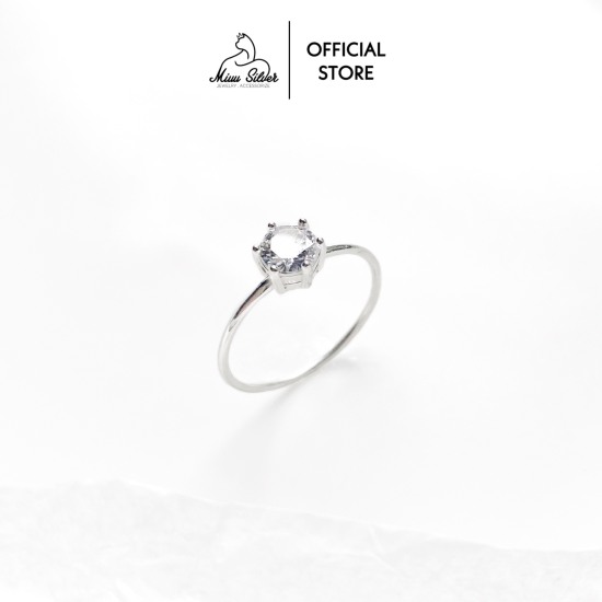 Nhẫn bạc nữ miuu silver, nhẫn đính đá 6 trấu caryl ring - ảnh sản phẩm 1