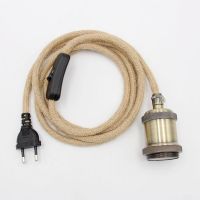 LAYSDA Retro style hemp rope bag with European plug switch E27 retro bulb lamp socket power cord with metal lamp holder