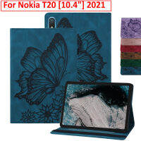 3D ผีเสื้อปลอกสำหรับ Nokia T20 10.4นิ้ว2021แท็บเล็ตกรณีคุณภาพสูง PU หนังกระเป๋าสตางค์พลิกสำหรับ NokiaT20 TA-1397 TA-1394 TA-1392