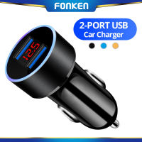 FONKEN 3.1A USBที่ชาร์จแบตในรถ2พอร์ตโทรศัพท์เครื่องชาร์จโทรศัพท์มือถือจอแสดงผลแอลอีดีFastชาร์จUniversal Micro Type C Adapter