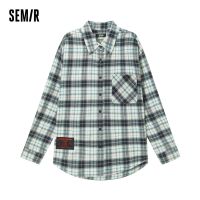 Semir เสื้อแขนยาวผู้หญิงกลางความยาวผ้าฝ้ายหลวม Retro 2022ฤดูหนาวใหม่ Flannel Plaid เสื้อ Personality