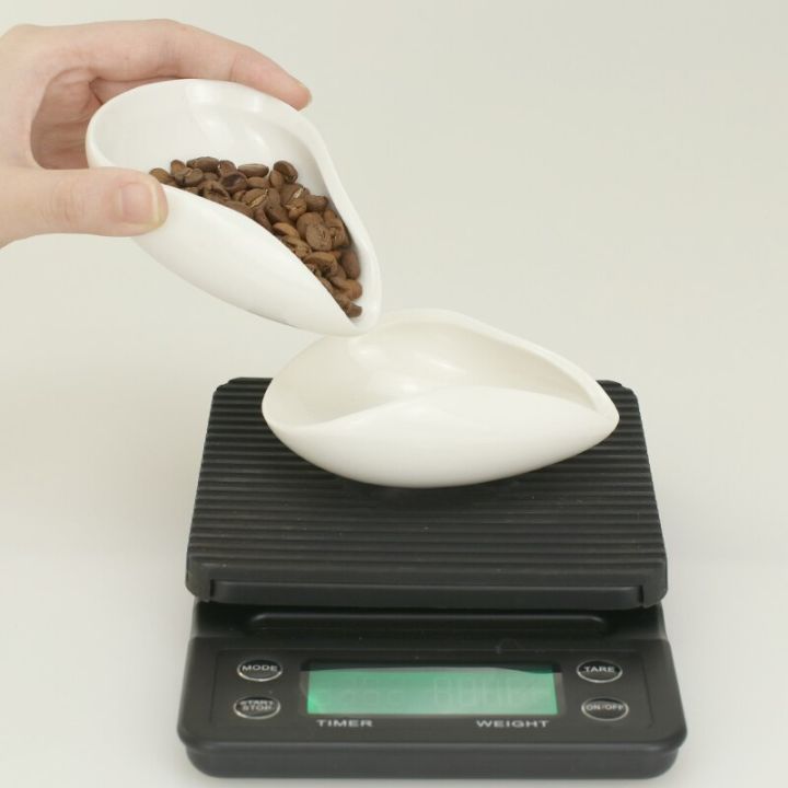 ถาดวัดปริมาณเมล็ดกาแฟเซรามิกสีขาวบริสุทธิ์ตักเมล็ดกาแฟอุปกรณ์เสริมสำหรับตักเมล็ดกาแฟ