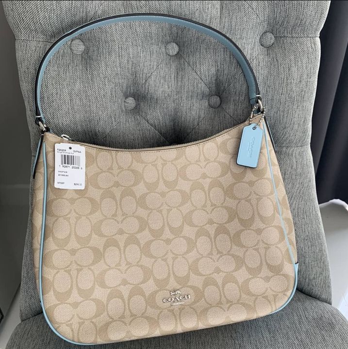 Original Coach Women's Zip Shoulder Hobo Bag in Signature Canvas