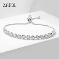 【CW】 ZAKOL Women  39;s Classic Small Round Adjustable Tennis Chain for Fashion Jewelry