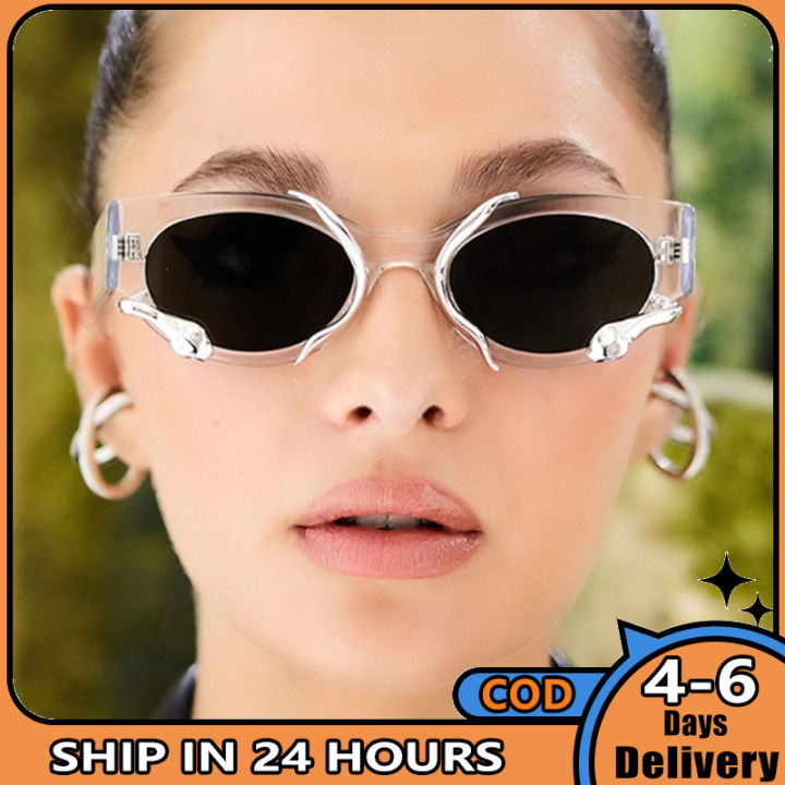 แว่นกันแดดแบบเรโทรสำหรับแฟชั่นสำหรับผู้หญิงรูปงูสามมิติ-uv400กรอบแว่นตาแบบเต็ม