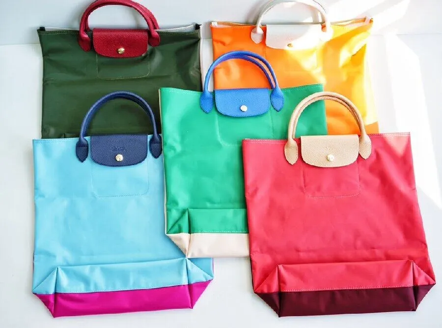 100 Authentic Longchamp Le Pliage RE-PLAY Short Handle Colorblock ...