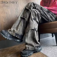 DaDuHey American Hip-Hop High Street Ins Fashionable Handsome Casual Pants Mens 2023 New High Waist Loose Straight Cargo PantsTH