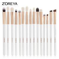 Zoreya ชุดแปรงสำหรับแต่งหน้าอายแชโดว์สีขาวอายไลเนอร์แบบเนียนชุดแปรงเชดเดอร์เขียนคิ้วบรอคัสมาควิลลาเจ