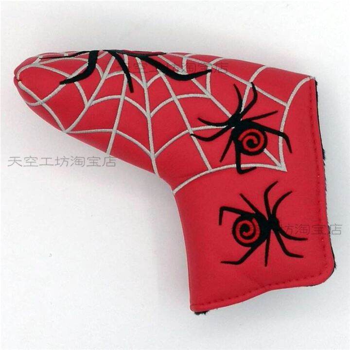 spider-golf-putter-cap-set-golf-male-and-female-ball-head-protective-cover-waterproof-pu-ฝาครอบหัวไม้รูปเดียว