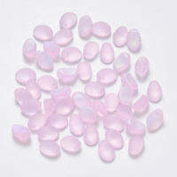 10pc Transparent Spray Painted Glass Charms with Glitter Powder Oval Pearl Pink 8.5x6x4.5mm Hole: 1mm