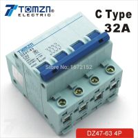 4P 32A 240V/415V Circuit breaker MCB C TYPE 4 Poles Electrical Circuitry Parts