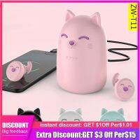 Pink Cute Cat TWS Bluetooth Wireless Earhead With Mic Girl Stereo Earbuds Single binaural mode Earphones with LED Charge boxGift