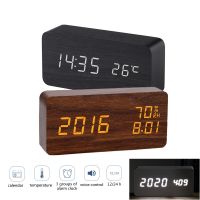 Wooden Alarm Clock Despertador LED Wood Watch Table Voice Control Digital USB/AAA Powered Electronic Desktop Clocks reveil