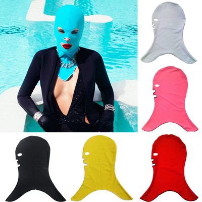 Breathable Sun Protection Women Girls Pure Color Swimming Caps Facekini Pool Mask Head Sunblock UV Face Swim Cap Men Diving Hat