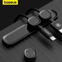 Baseus ที่ยึดสายเคเบิล USB การจัดการสายเคเบิลแม่เหล็กแบบที่เก็บสายคลิปปรับได้บนโต๊ะทำจากซิลิโคนสำหรับจัดสายเมาส์